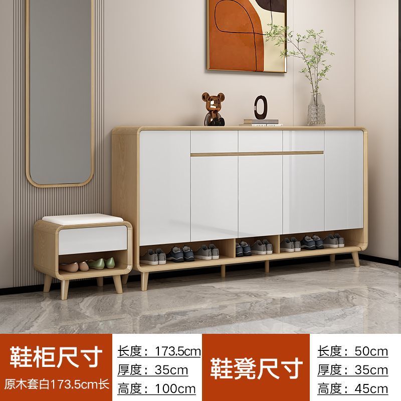 新しい中国風の無垢材の靴キャビネット、家の玄関の玄関収納キャビネット、大容量の多層壁収納キャビネット|undefined