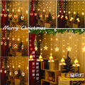 LED圣诞节彩绘窗帘灯雪人袜子礼物盒棒棒糖橱窗装饰氛围星星彩灯