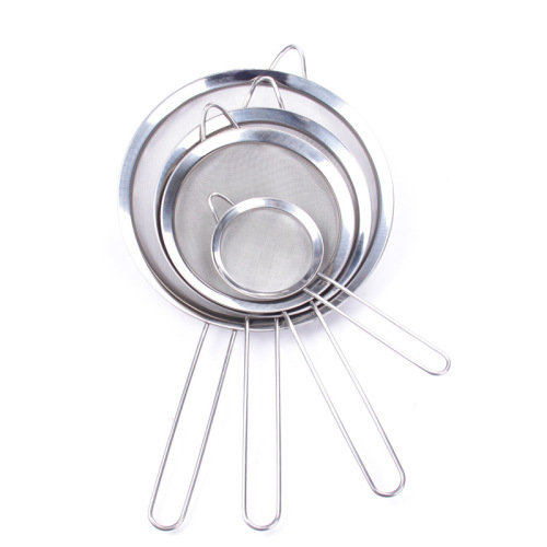 Flour sieve with handle, oil filter spoon 304 mesh stainless steel thickened wide side mesh drain 60 mesh ultra-fine mesh oil grid oil fishing