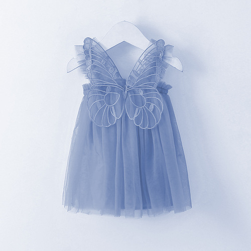 Children's halter dress butterfly wing mesh dress princess dress half skirt bustle dress little girl tutu dress backless dress