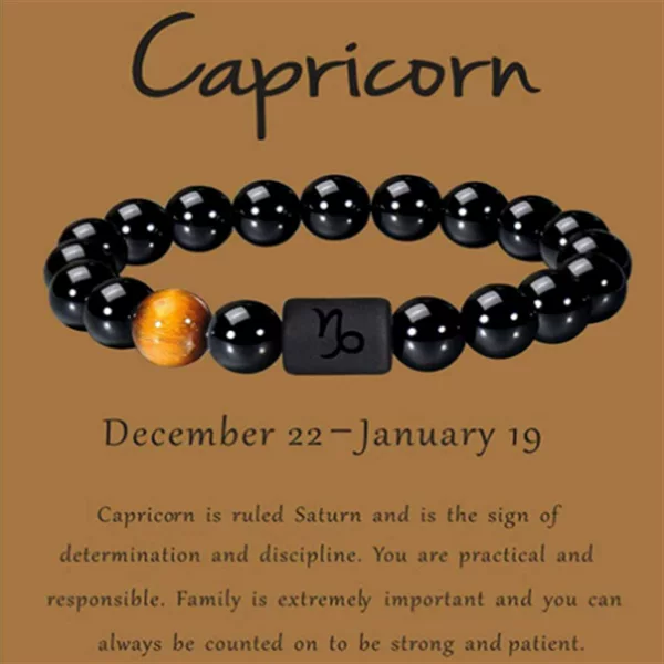Cross-Border Popular Twelve Constellations Elastic Bracelet for Men Natural Yellow Tiger Eye Stone Bead Bracelet Wish Amazon Hot Sale