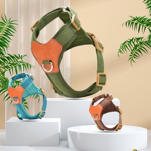 Cross-Border Explosion-Proof Reflective Pet Harness Vest-Style Dog Harness Anti-Breakaway Dog ​​Leather Leash