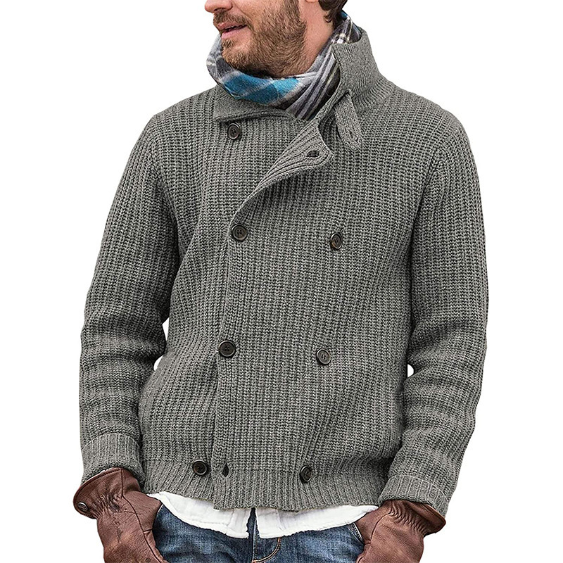 2025 New Large Size Sweater Solid Color Button Knitted Jacket Men's Clothing_voghion.com