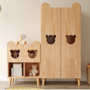 All Solid Wood Wardrobe Sliding Door Wardrobe Small Apartment Pine Wardrobe Children's Wardrobe Simple Home Wardrobe New Product