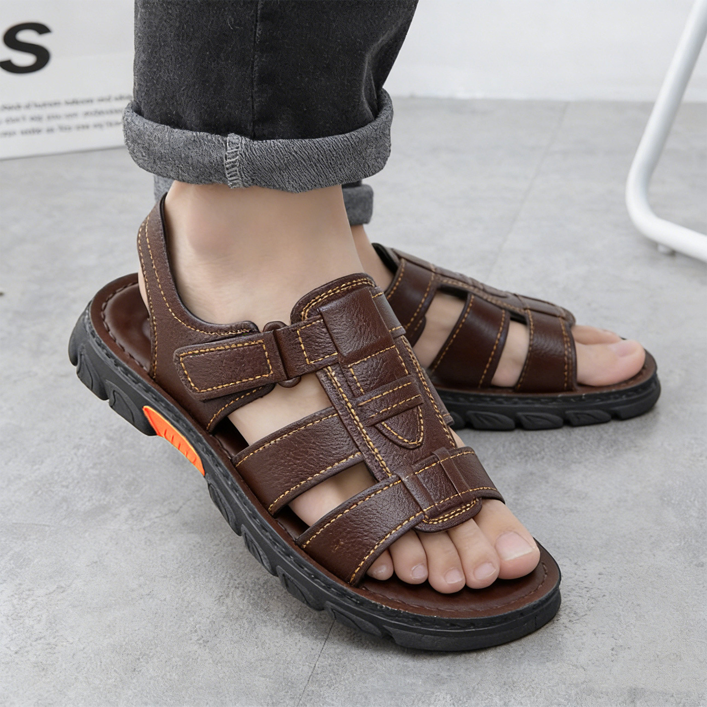 2026 Trendy Men's Beach Sandals, Breathable Outdoor Driving Sandals, Thick-Soled Lightweight Beach Shoes for Men, Supply Source
