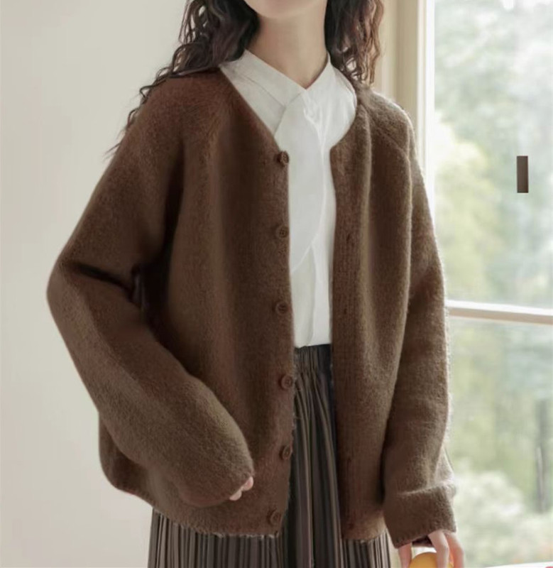 韩系百搭温柔风软糯针织开衫女装2025秋冬季新款宽松长袖毛衣外套|undefined