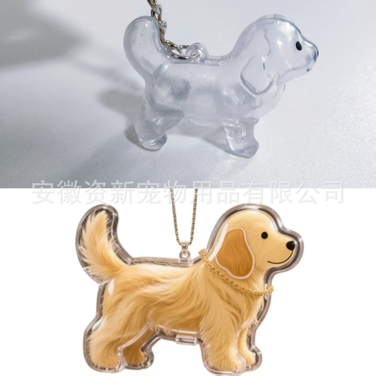 ペットの髪のペンダントかわいい子犬の毛透明収納ボックス猫と犬の形のクリエイティブペンダントキーホルダー