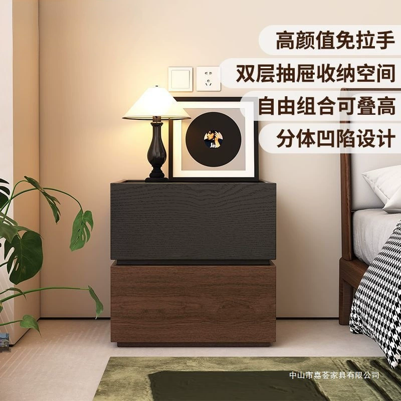 Прикроватная тумбочка из цельного дерева карамельного цвета, черная, элитная, для спальни, маленькая, новая, средневековая, ретро, ​​прикроватная тумбочка, домашний шкаф, мебель