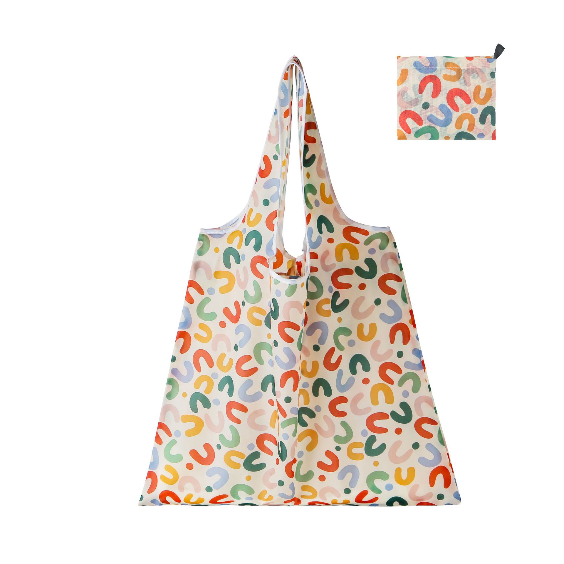 Nueva bolsa de compras plegable de gran capacidad en stock bolsa plegable de Protección Ambiental bolsa de almacenamiento portátil de impresión portátil creativa