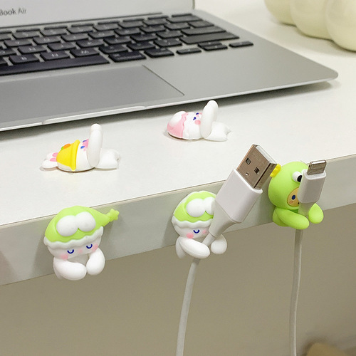 Cute cartoon data desktop cable organizer data cable storage cable charging holder fixed cable clip buckle organization