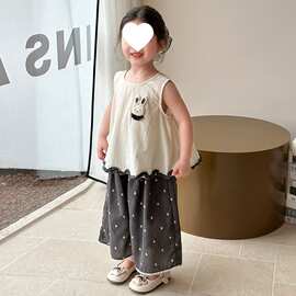 儿童女童夏装套装新款儿童夏季阔腿裤两件套夏款女孩网红无袖背心