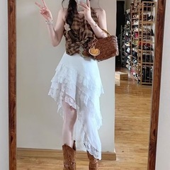 松紧腰牛仔半身裙女长裙夏中长款设计感小众高腰显瘦包臀a字伞裙