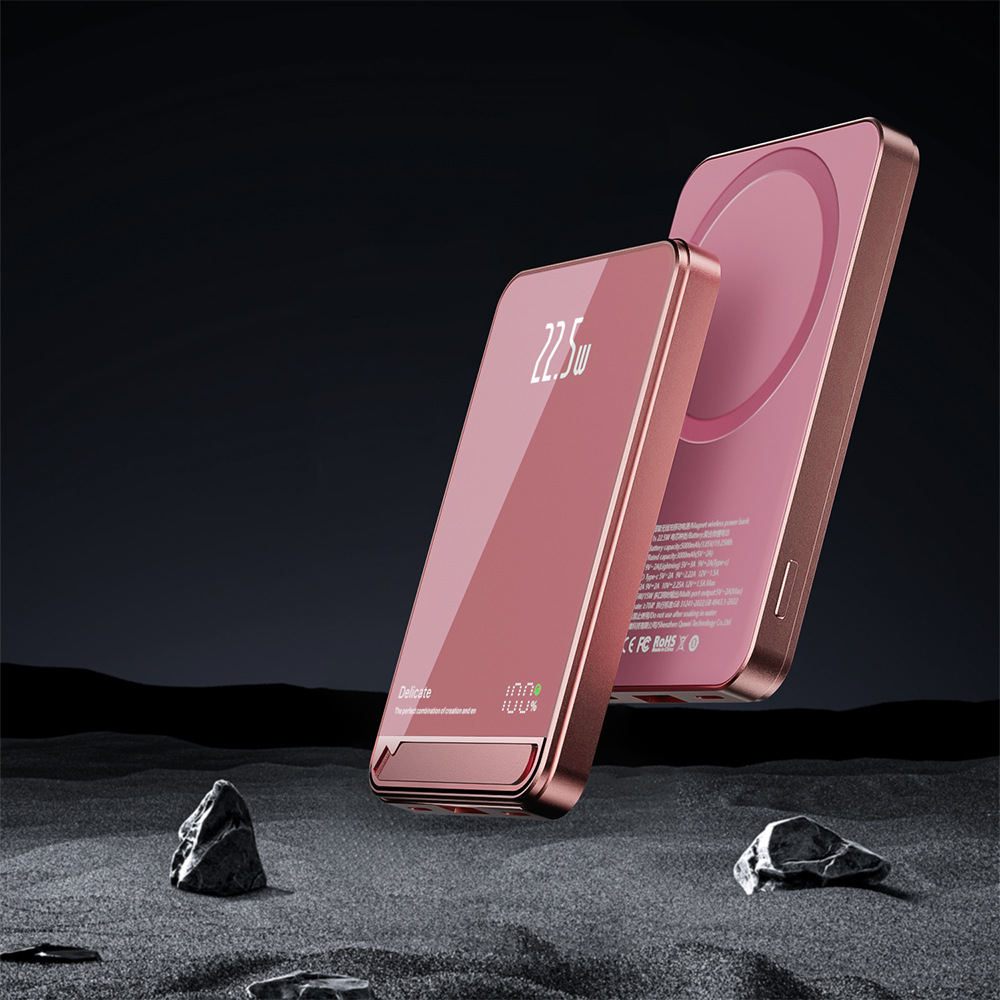 Super delgado adsorbente cargador tesoro 10000mAh súper rápido PD22.5W aleación de aluminio con soporte de alimentación móvil