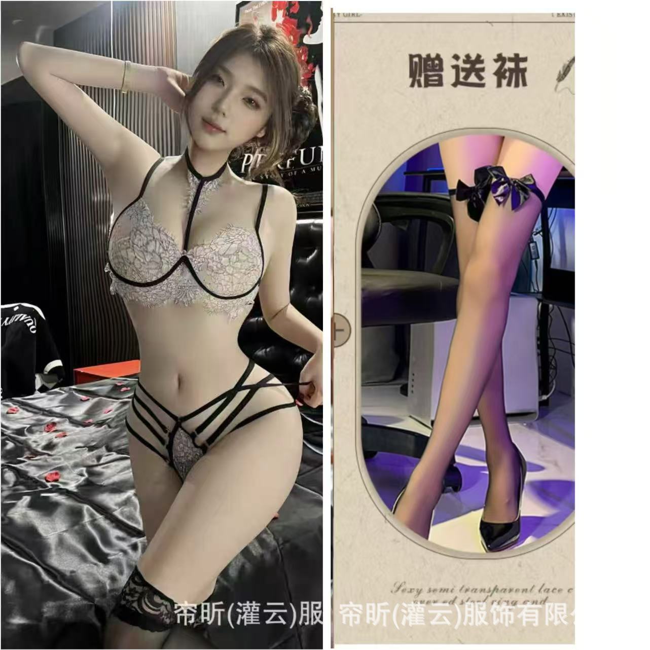 검정색 정장 세트 + 리본 장식 검정 스타킹