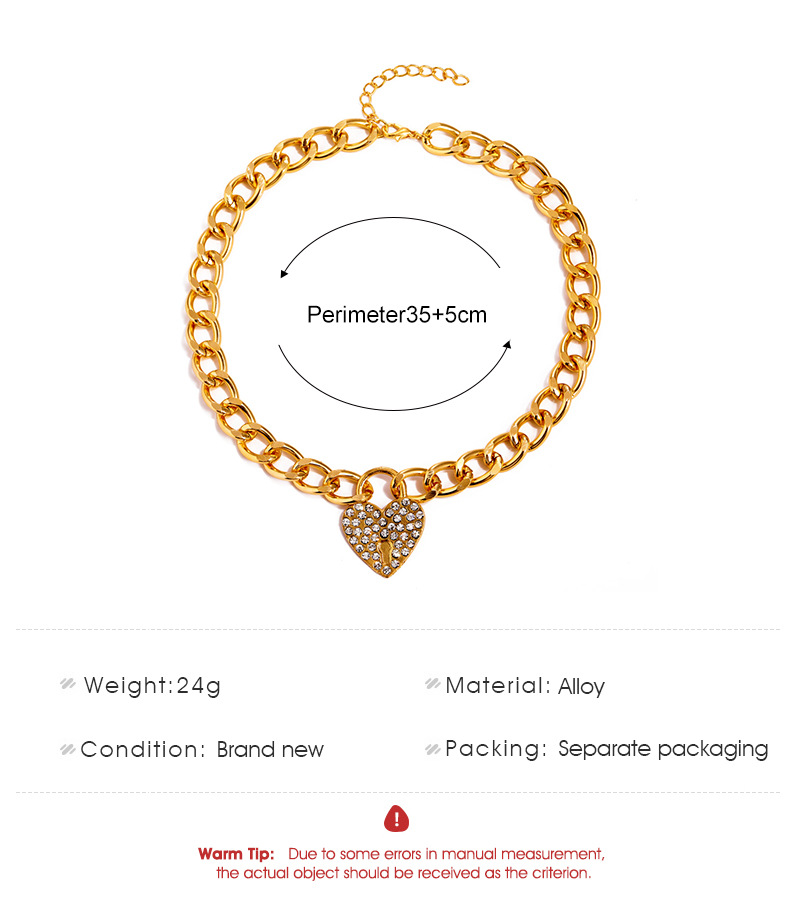 Chunky Chain Heart Pendant Necklace With Personalised Peach Design_voghion.com
