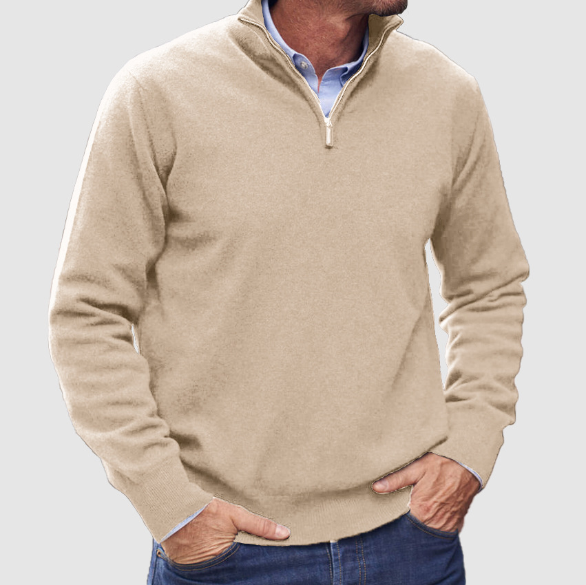 Herrenbekleidung: Thermo-Langarmpullover mit V-Ausschnitt und Reißverschluss für Herren – leicht, atmungsaktiv und stylisch für den Winter (mehrere Farben und Größen)_voghion.com