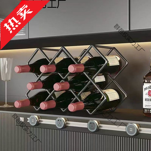 Red Wine Storage Rack Shelf Living Room Wine Cabinet Home Plaid Wine Rack Cabinet Light Luxury Ornaments