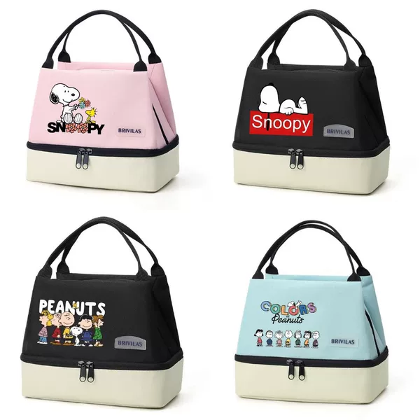 New Color-Contrasting Snoopy Print Double-Layer Insulated Bag, Ice Pack, Outdoor Lunch Bag