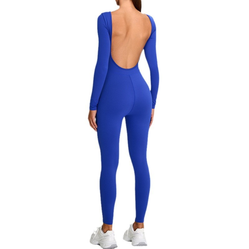 Europa y los Estados Unidos nuevo otoño y invierno sensación desnuda manga larga yoga uniforme en forma de U belleza de la espalda deportiva unida ropa de ejercicio apretada para correr