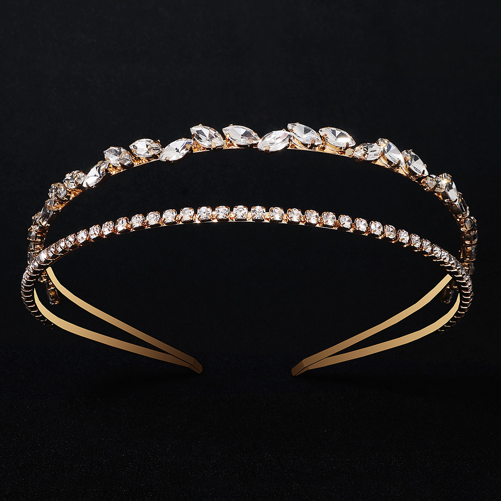 Forest Style Ornament Simple Outing Metal Rhinestone Headband Handmade Double Layer Delicate Girl Headband Temperament Hair Pressing Hairpin display picture 1