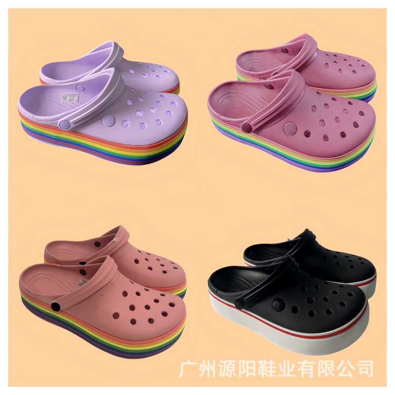 Women's Clogs with Thick Soles, Carloban Height-Increasing, Non-Slip, Soft-Soled Beach Sandals, Comfortable and Versatile, Available in Various Colors, Suitable for Outdoor Wear