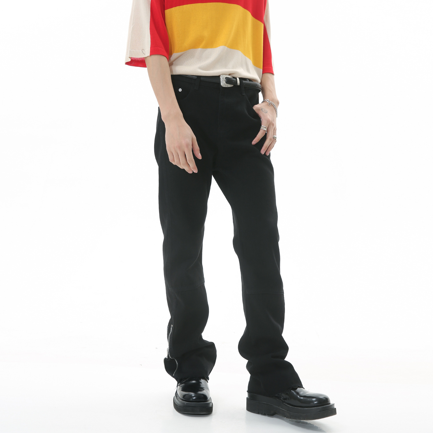 Ropa de hombre MTLClothes | 2023 Four Seasons New Casual coreano Delgado Pantalones rectos de mezclilla de cintura media alta