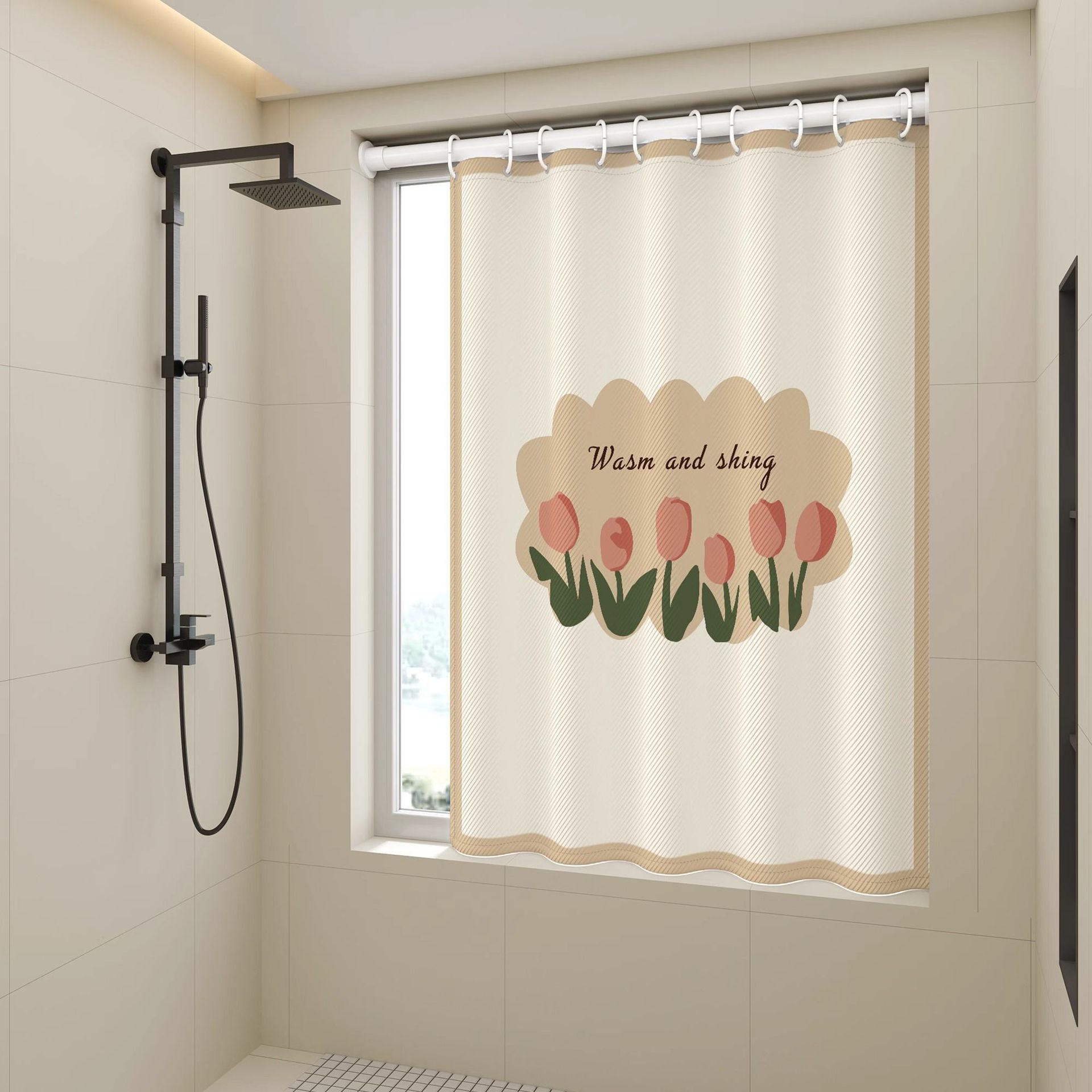 Bathroom Punch-Free Waterproof Curtain, Bathroom Mildew-Proof and Anti-Glare Small Window Anti-Peeping Special Curtain Curtain