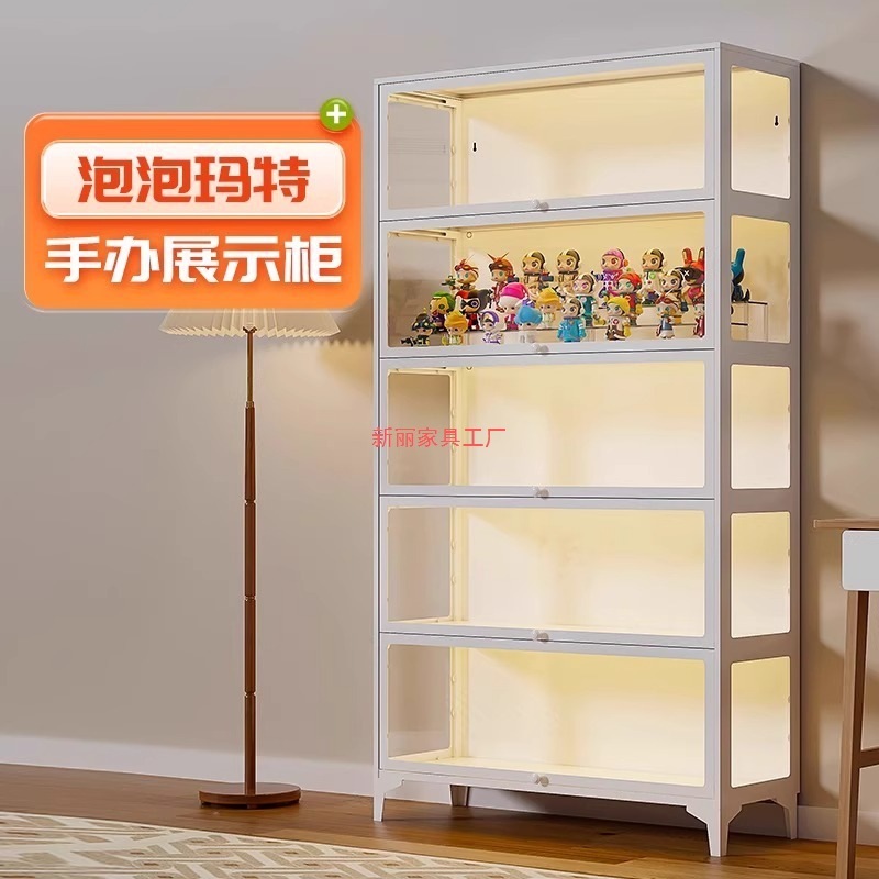 钢制书柜玻璃手办展示柜防尘储物柜多巴胺儿童书架多层落地收纳柜|undefined