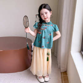 女童国风套装夏季2026新款巨好看儿童夏装女宝宝新中式汉服两件套