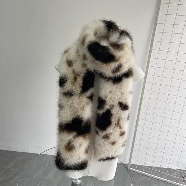 New Leopard Dot Scarf for Women Korean Style Ins Style Fashionable Warm Scarf Autumn and Winter Fleece-Lined Thickeneded Imitation Rabbit Fur Scarf