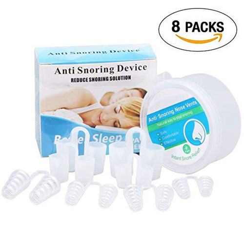 Silicone anti-snoring device, nasal congestion anti-snoring device, mini nose clip, 8-pack anti-snoring nasal congestion and snoring device supply