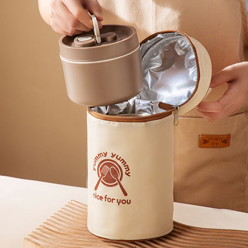 Aluminum foil insulation bag wholesale round insulation bucket lunch box bag portable lunch bag Oxford cloth lunch bag waterproof