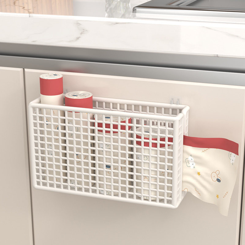 Garbage Bag Storage Organizer Kitchen Wall-Mounted Plastic Bag Storage Box Large Capacity Household Pull-Out Box Storage Rack