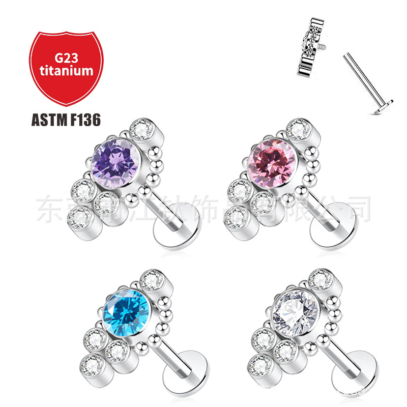 Pointed titanium steel lip stud product view