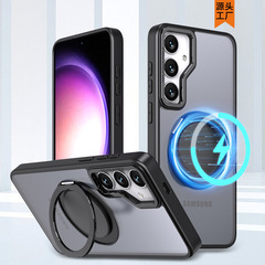 適用三星S24Plus手機殼無線充磁吸支點S24Ultra齒輪轉動旋轉支架3