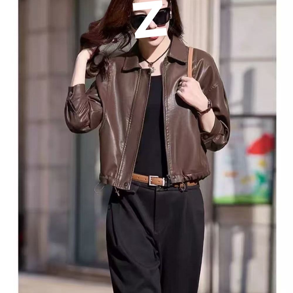 加绒加厚皮衣外套女秋冬季感小个子皮夹克今年皮大衣跨境工厂包邮