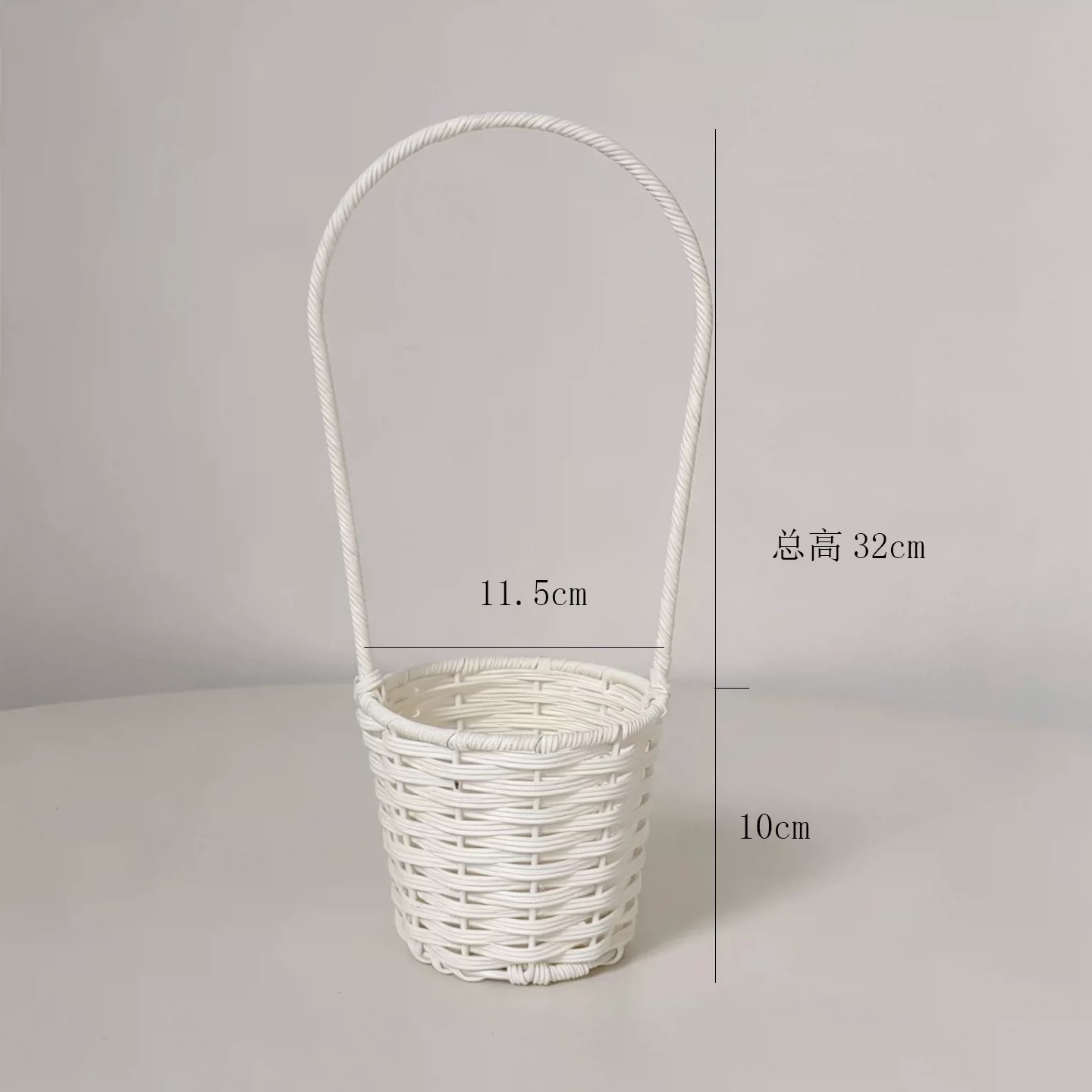 Cesta de Flores Tejida a Mano con Asa de Plástico para Arreglos Florales