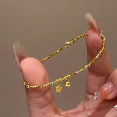 新中式古法沙金碎金几两铃兰花手链女轻奢气质蹦迪个性搭配手饰品
