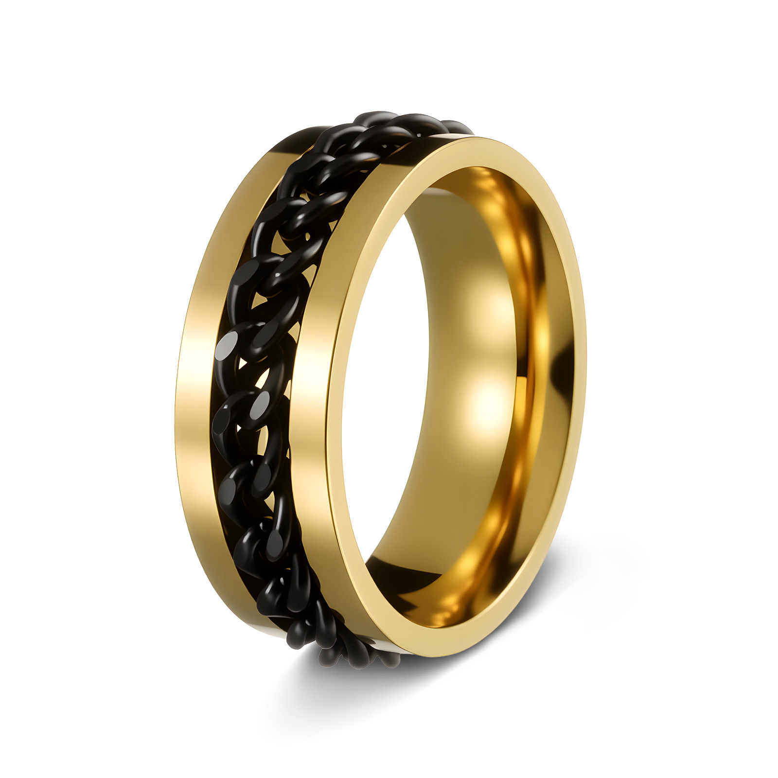 Hombres de acero de titanio pulsera giratoria anillo de cadena giratoria joyería de descompresión popular en línea anillo de cerveza de botella abierta