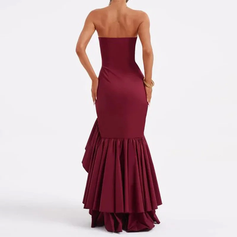 Wholesale Women's Elegant Sexy Backless Solid Color Cocktail Party Strapless Sleeveless Party Dress display picture 5