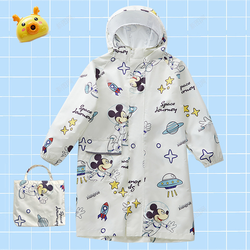 Lightweight Quick-drying Raincoat Children's 8-year-old Japanese-style Zipper Backable Schoolbag Lightweight Poncho for Girls and Boys