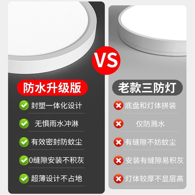 防水led吸顶灯厨房卫生间厕所洗手间阳台专用户外屋檐过道照明灯|undefined