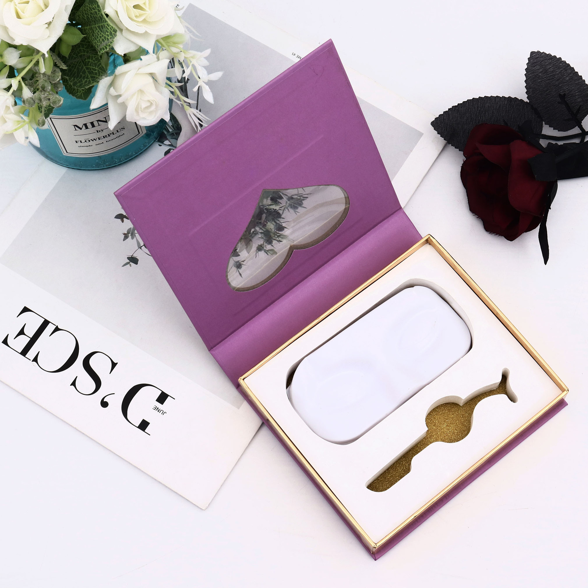 睫毛盒礼品包装盒假睫毛收纳盒烫金加压角加印LOGO