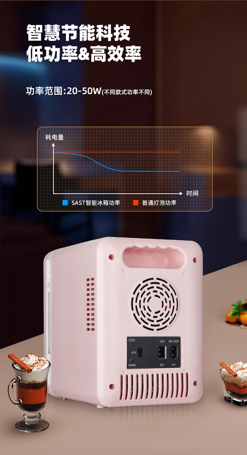 Car Refrigerator 4L with Makeup Mirror and Light, Dual-Use for Cooling and Warming, for Skincare Products and Beverage Insulation, Mini Refrigerator for Car and Home Use