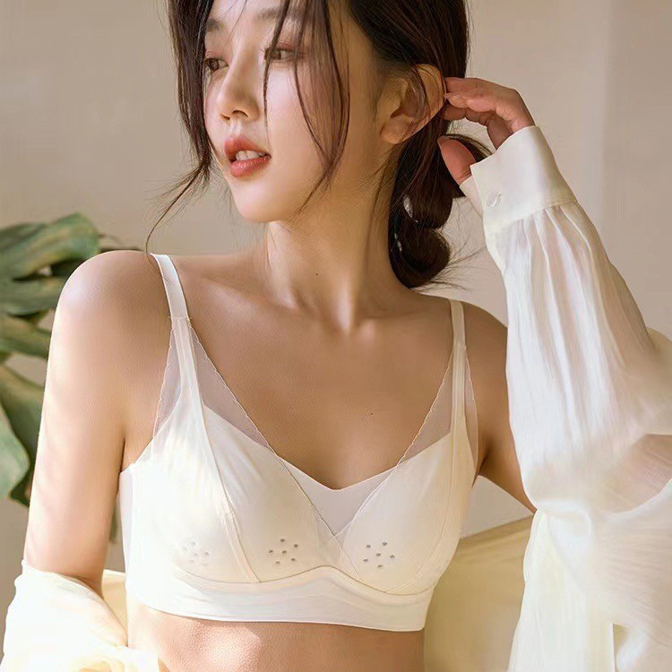 911 dulce malla suave apoyo inconsútil ropa interior cómodo ligero agujero taza cero sentido envuelto sujetador lateral transpirable