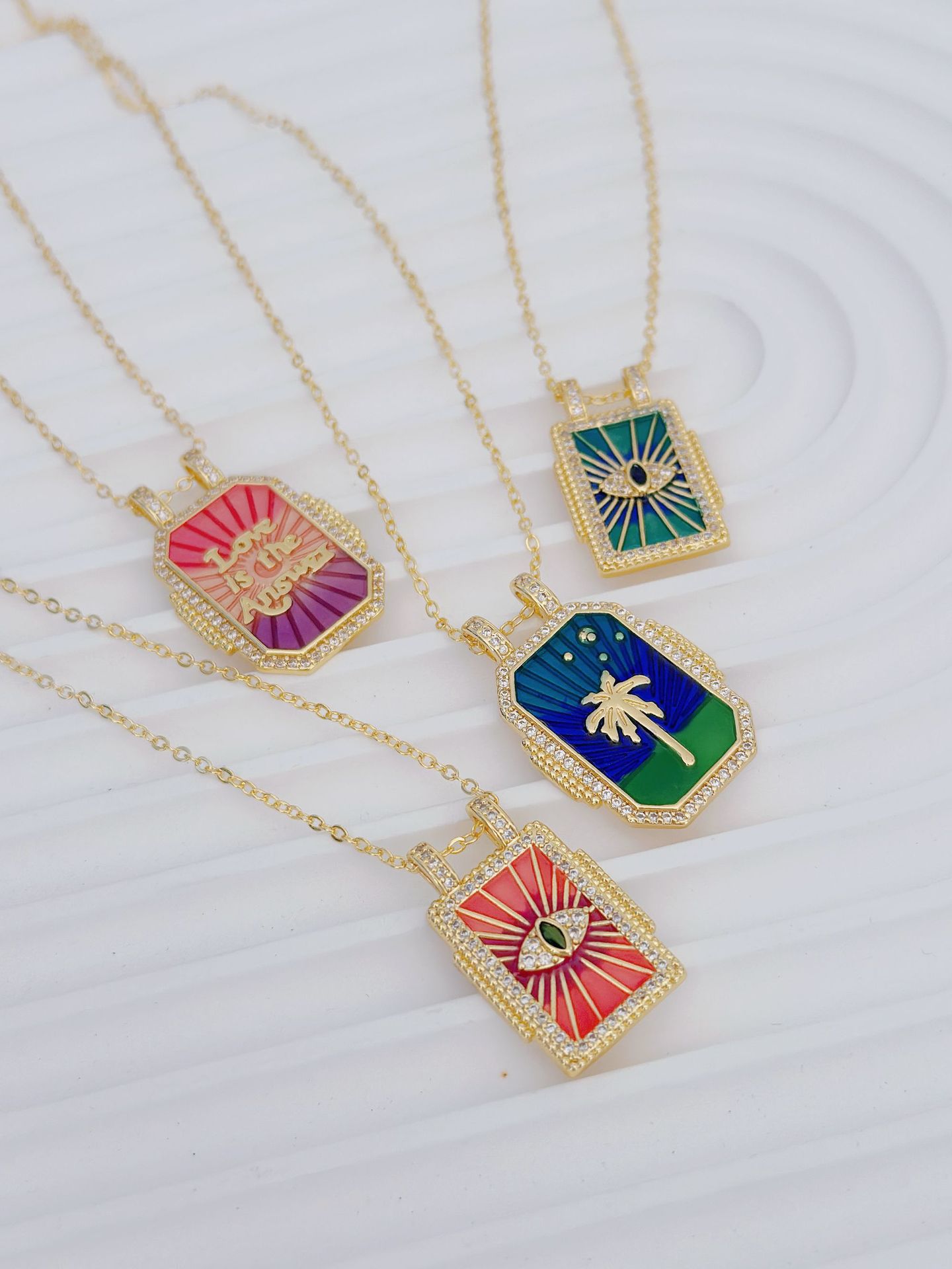 1 Piece Quantity Copper Plating Geometric Zircon Pendant Necklace