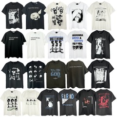 アメリカンハイ街ERD忧郁な富二代レトロプリント半袖夏ゆるいカジュアルファッションカップルtシャツ潮