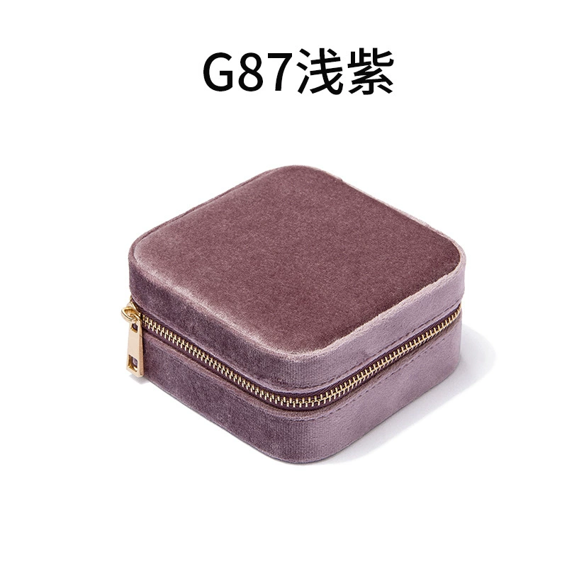 Jewelry storage box, handheld, removable ring insert, velvet‑style, zip closure