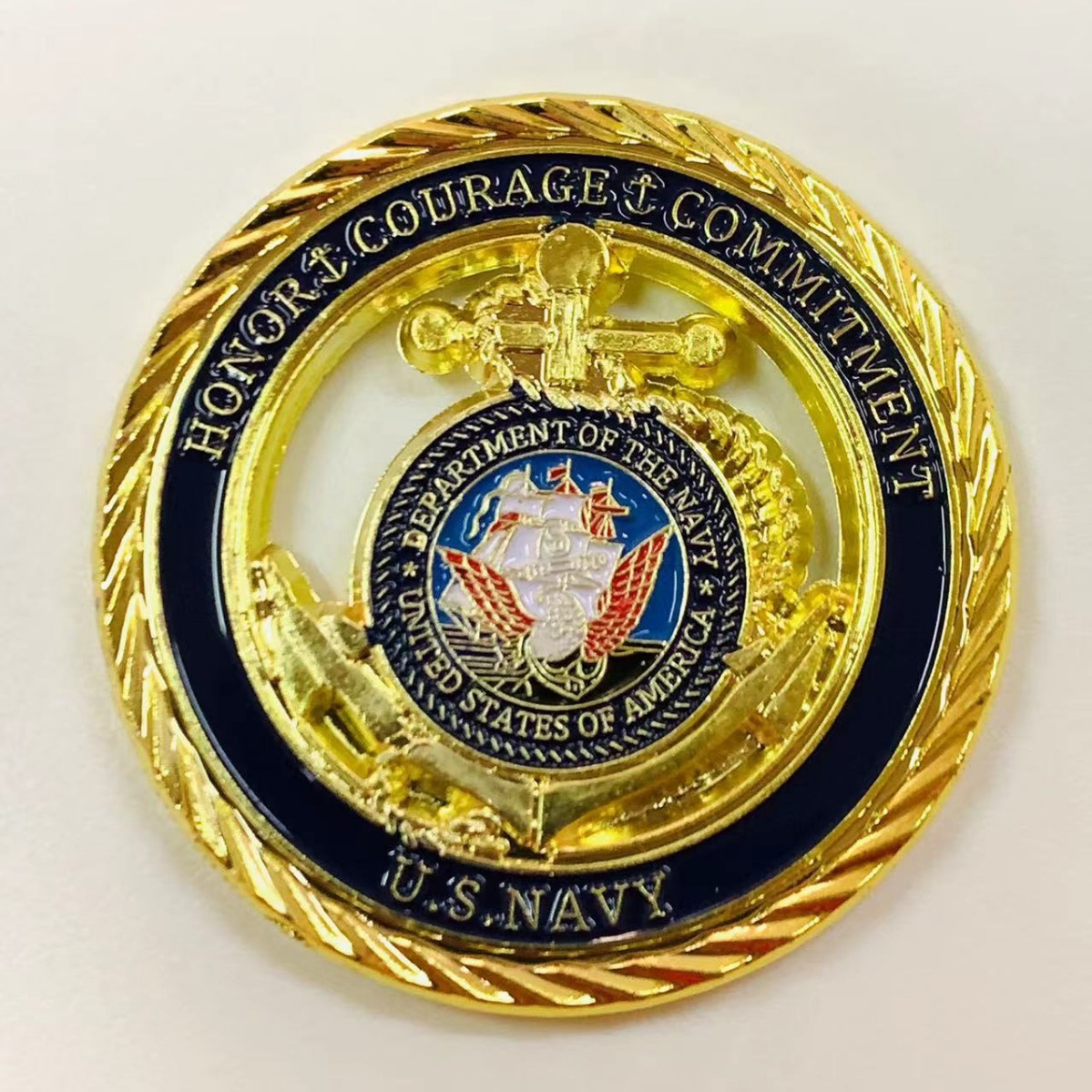 Navy Honor Medal Metal Badge Fleet Anchor Award Coin 4