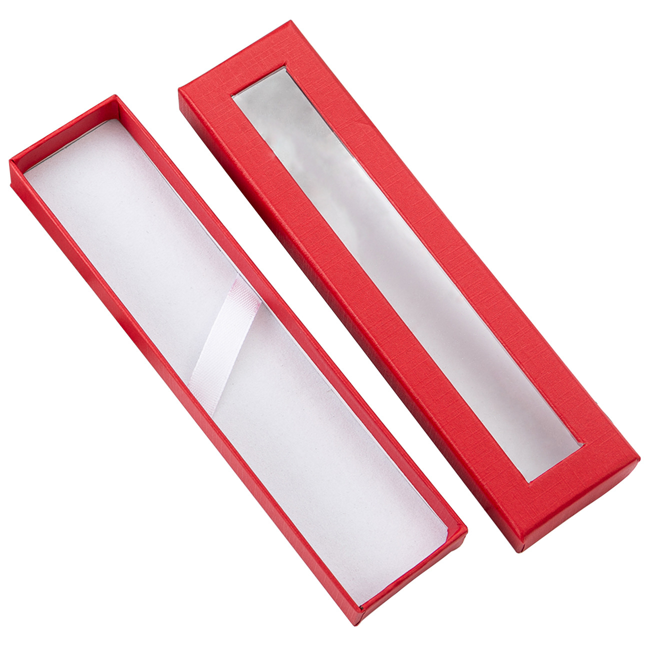 En stock al por mayor tapa pluma caja Ventana de alta gama caja de regalo de papelería de publicidad caja de la pluma de impresión LOGO